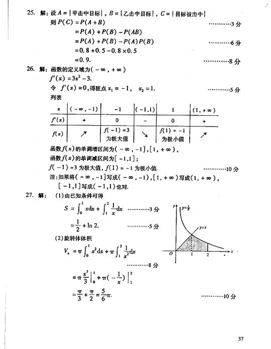 2006年全国成人高考专升本高数（二）真题及答案(图6)