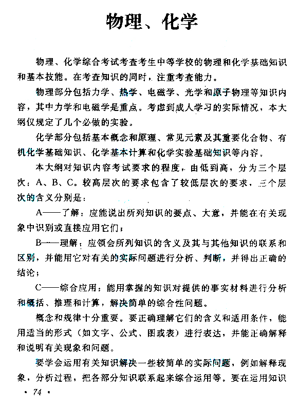 成人高考高起点物理化学考试大纲(图1)