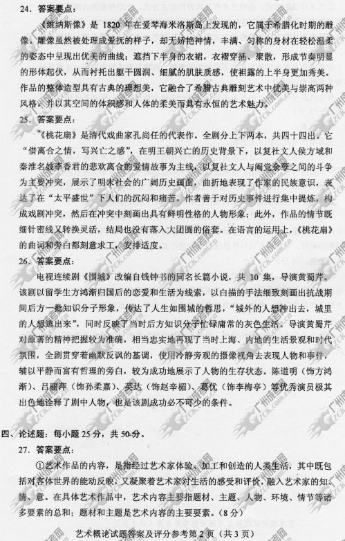 湖南省成人高考2014年统一考试专升本艺术概论真(图2)